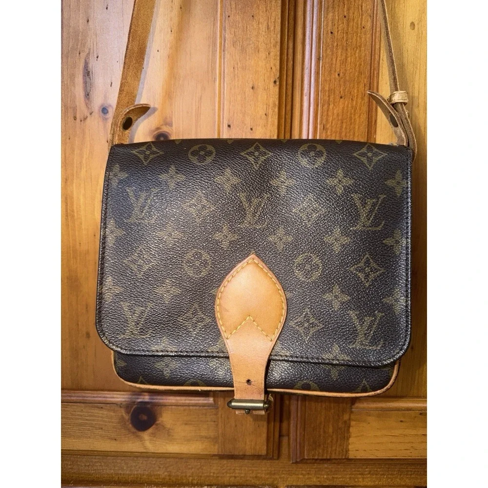 Louis Vuitton Cartouchiere Crossbody Bag Monogram Canvas Leather Vachetta READ - Picture 4 of 16